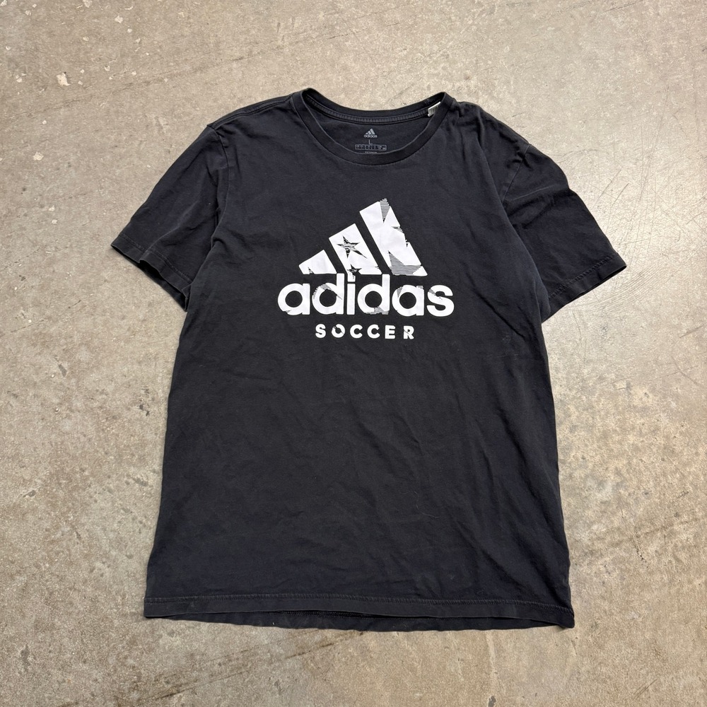 Adidas Soccer Graphic T-Shirt Mens Large Black Short Sleeve Athletic Crewneck